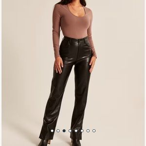 abercrombie & fitch the 90s straight ultra high rise vegan leather pants